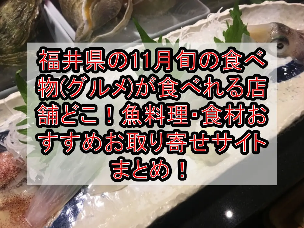 福井県の11月旬の食べ物(グルメ)が食べれる店舗どこ！魚料理・食材おすすめお取り寄せサイトまとめ！