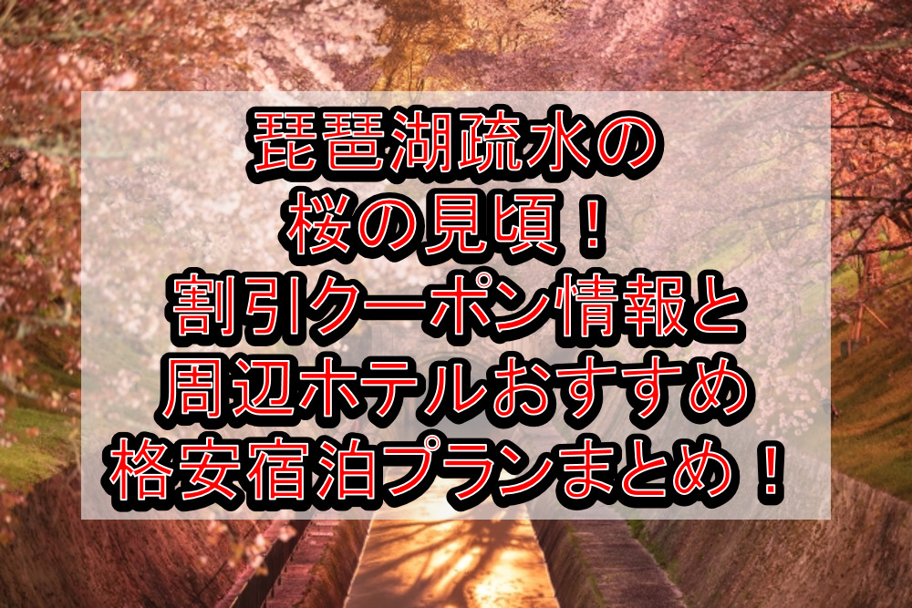 琵琶湖疏水の桜の見頃2024!割引クーポン情報と周辺ホテルおすすめ格安宿泊プランまとめ!