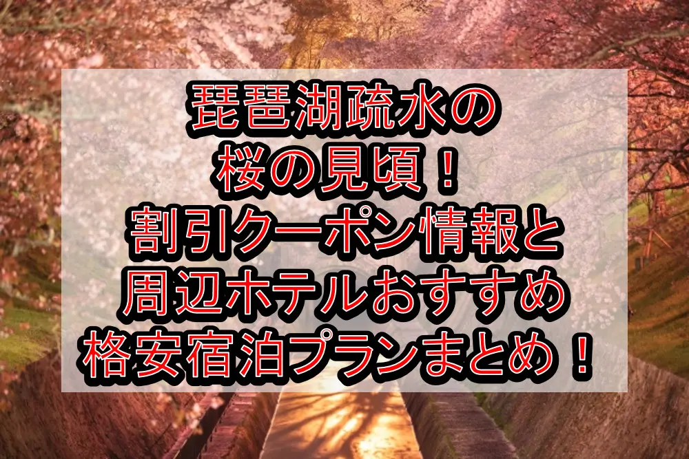 琵琶湖疏水の桜の見頃2023！割引クーポン情報と周辺ホテルおすすめ格安宿泊プランまとめ！