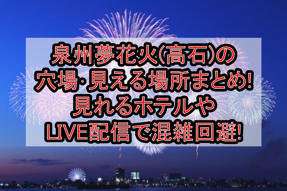 泉州夢花火(高石)2024の穴場･見える場所まとめ!見れるホテルやLIVE配信で混雑回避!